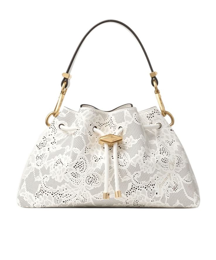Jimmy Choo Small Cinch Perforated-lace Drawstring Shoulder Bag