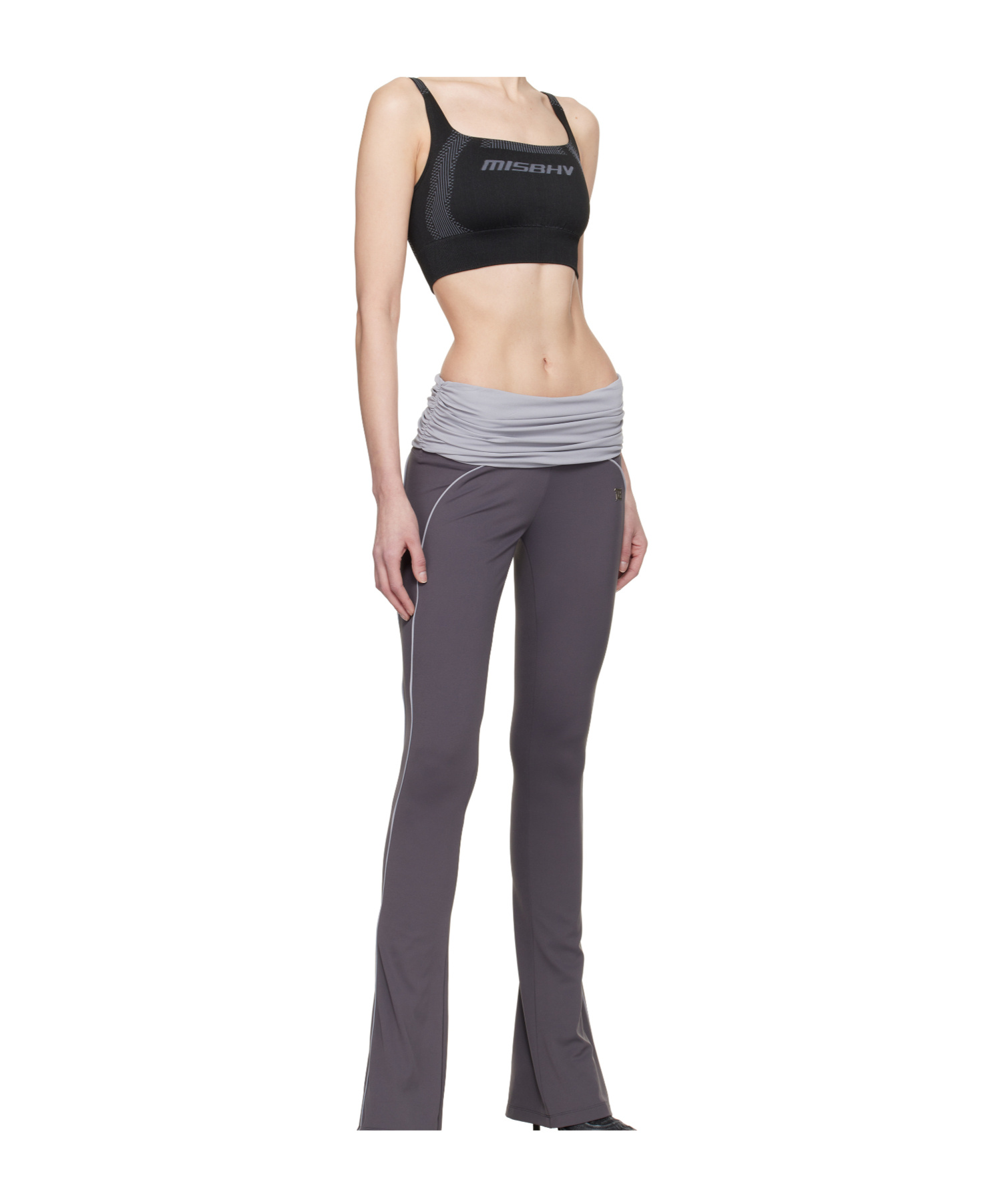 Misbhv Gray Lycra Flared Wrapped Sport Pants
