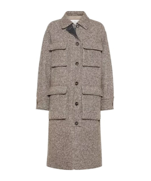 Brunello Cucinelli Herringbone Pocket Jacket In Gray