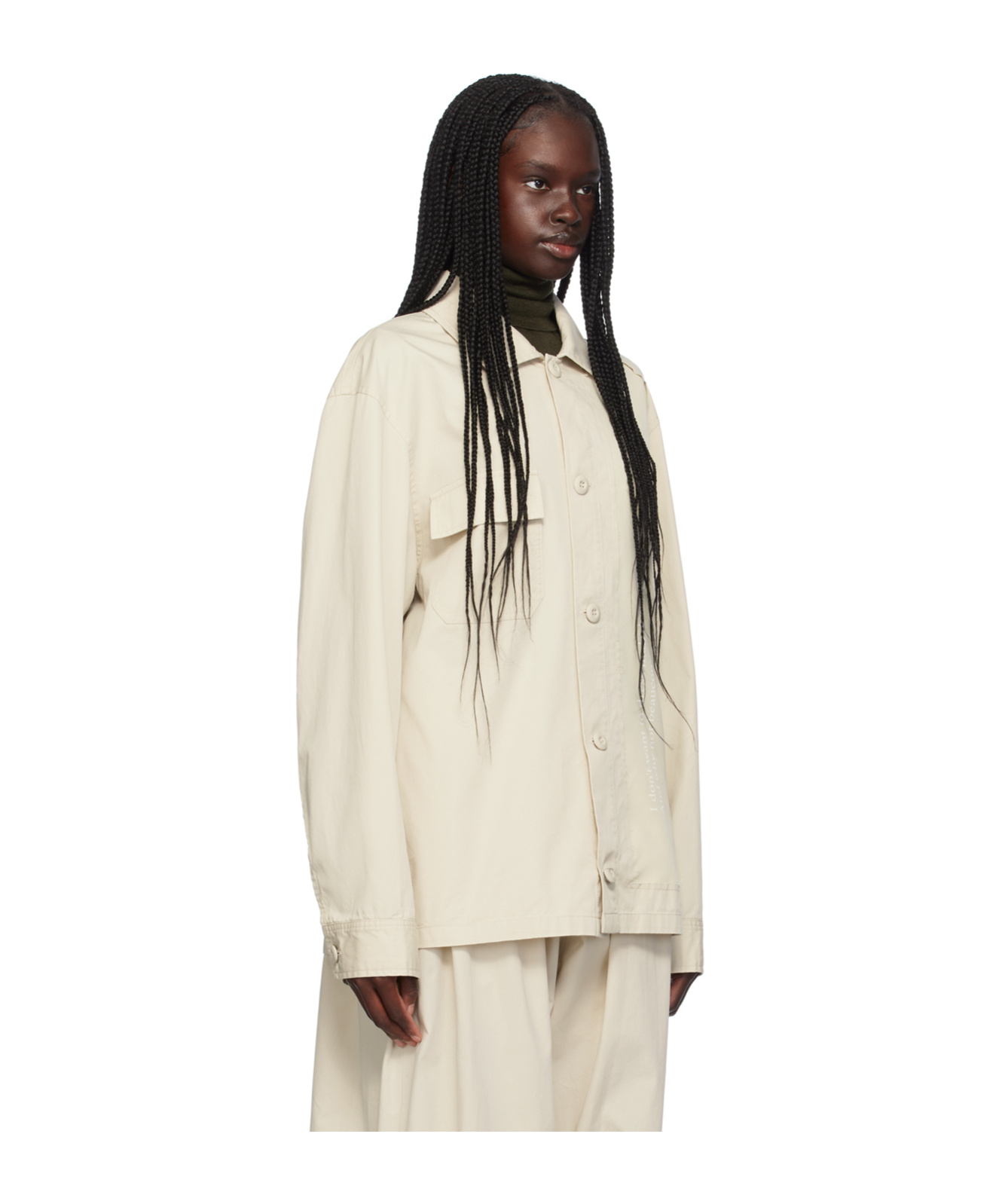 Mm6 Maison Margiela Lapel Long-sleeved Casual Jacket In Nude