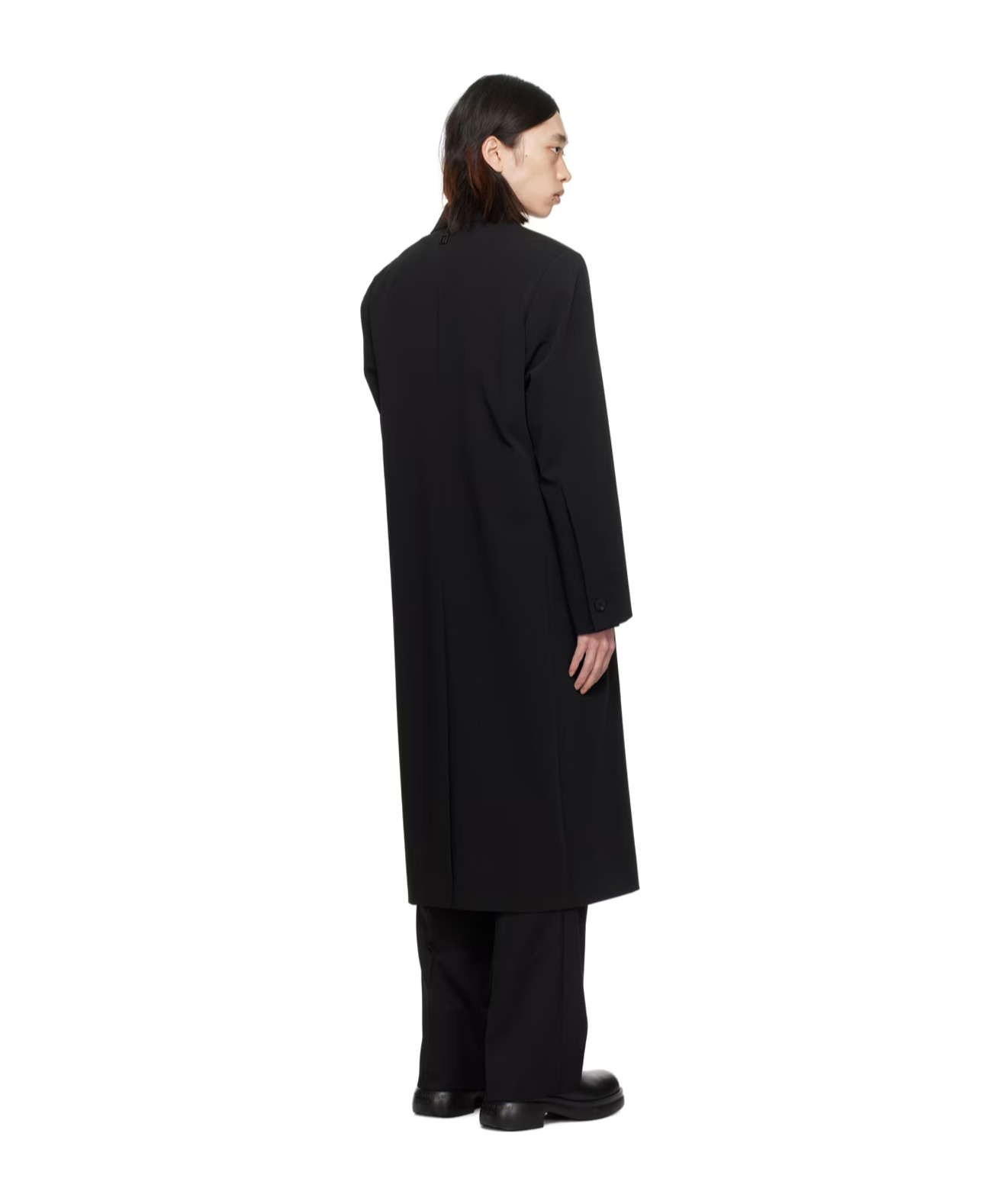 Wooyoungmi Lapel Coat With Missing Corners In Black
