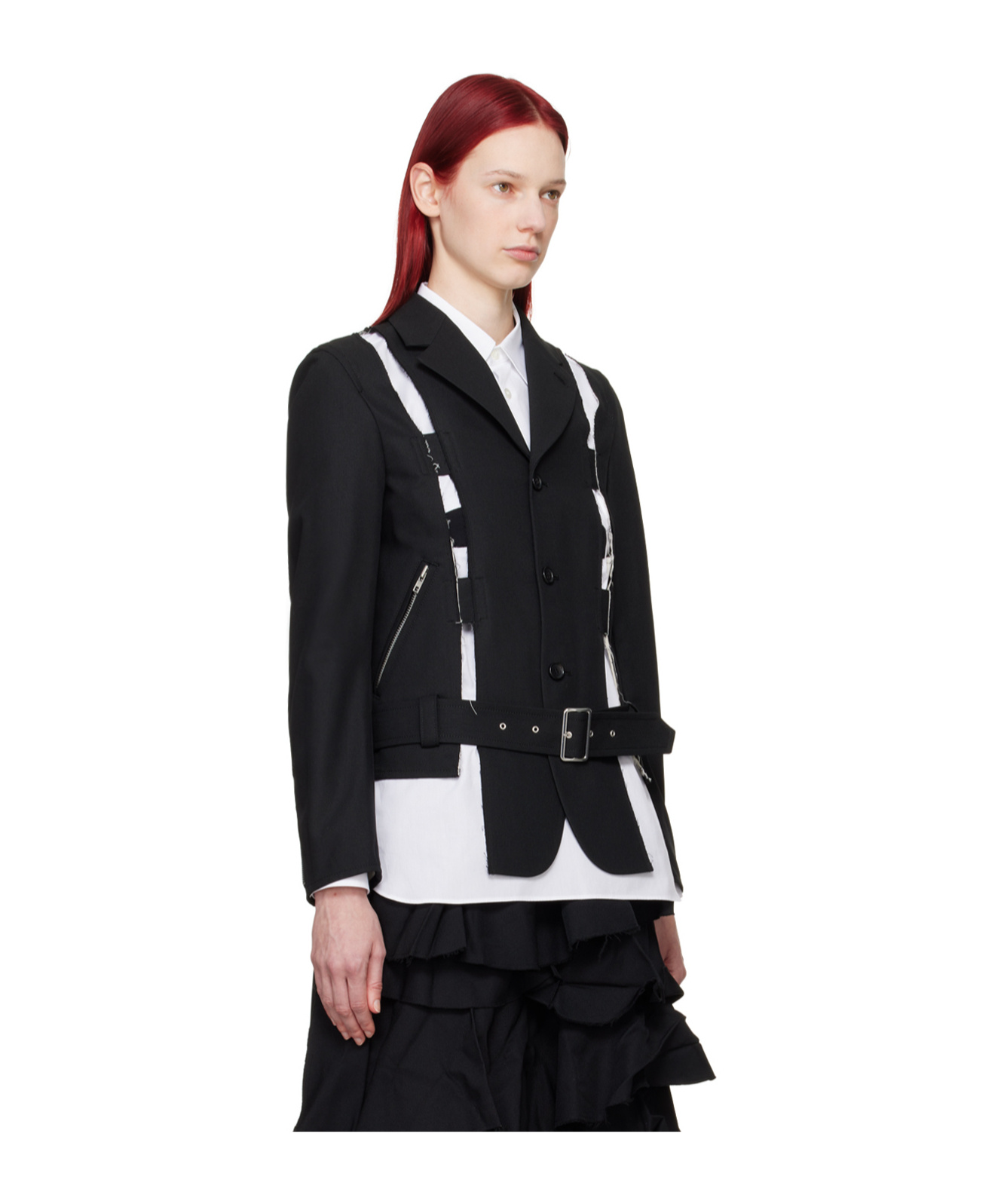 COMME DES GARÇONS CUT-OUT DETAILED BIKER JACKET 