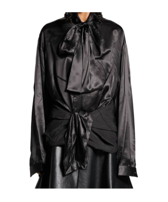Balenciaga Women's Knotted Lavalière Blouse In Black In Black
