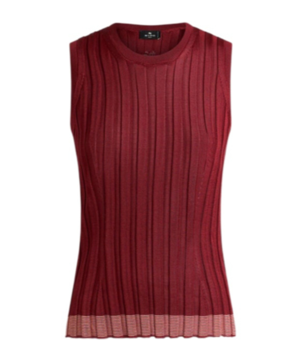 Etro Ribbed Sleeveless Top In Red