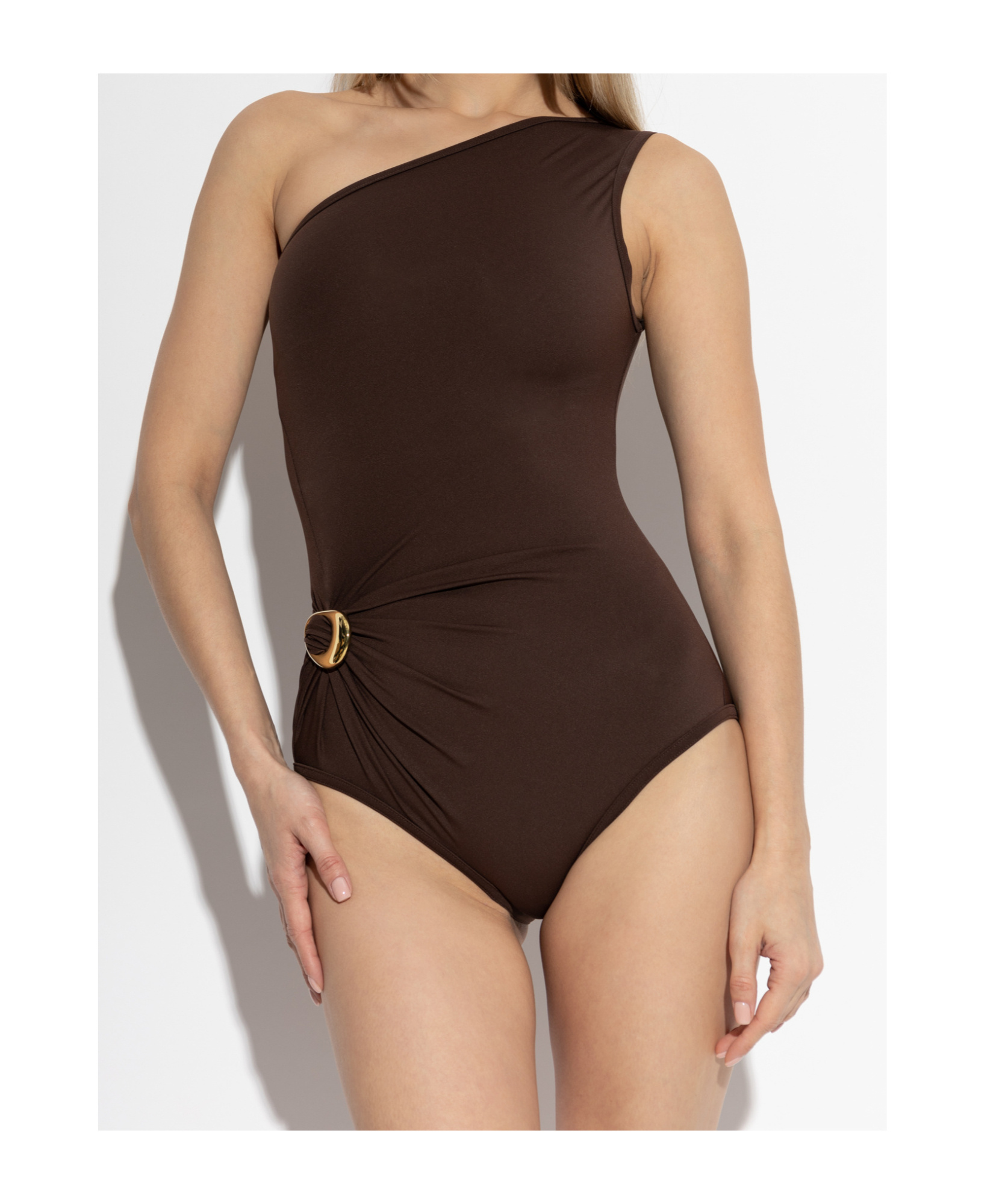 Bottega Veneta Brown Stretch Nylon Swimsuit In Black