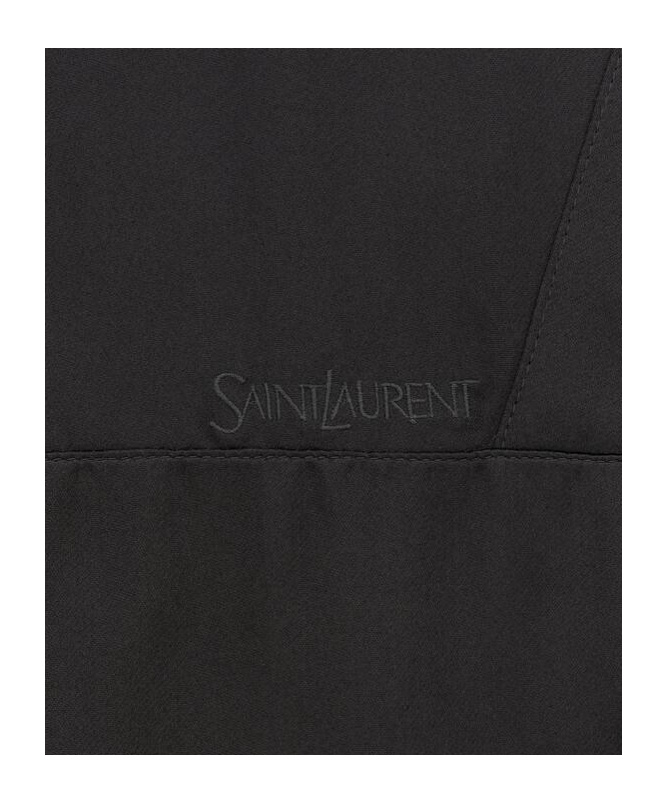 Saint Laurent Logo Satin Bomber Jacket In Black