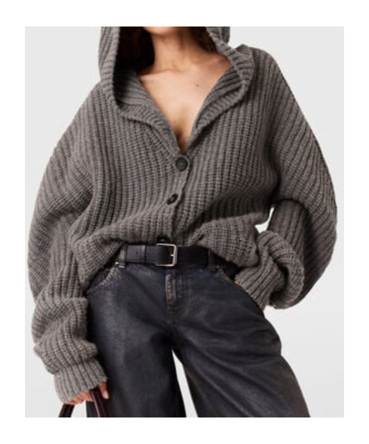 Stella Mccartney Hooded Ribbed Recycled-cashmere And Wool-blend Cardigan In Gray