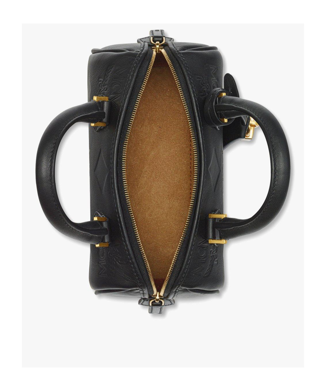 Mcm Small Ella Boston Leather Satchel In Black