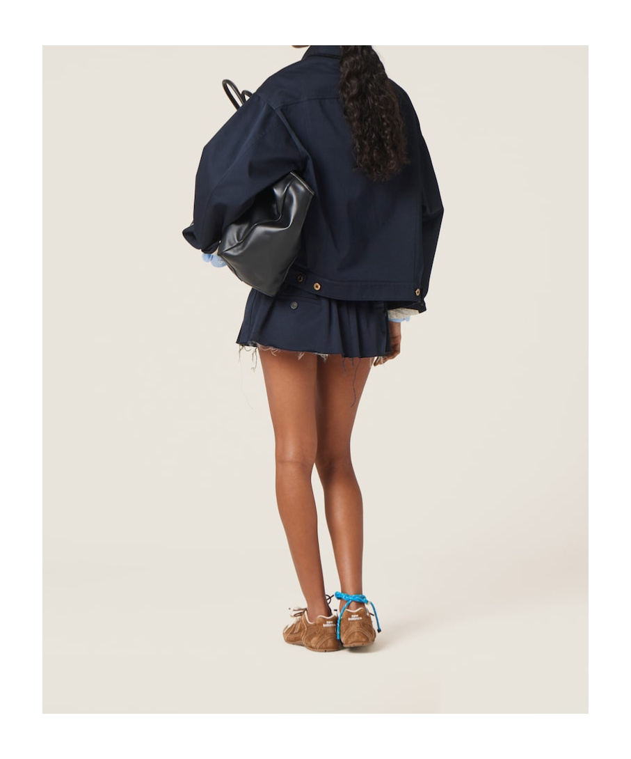 Miu Miu Chino Flared Miniskirt In Black