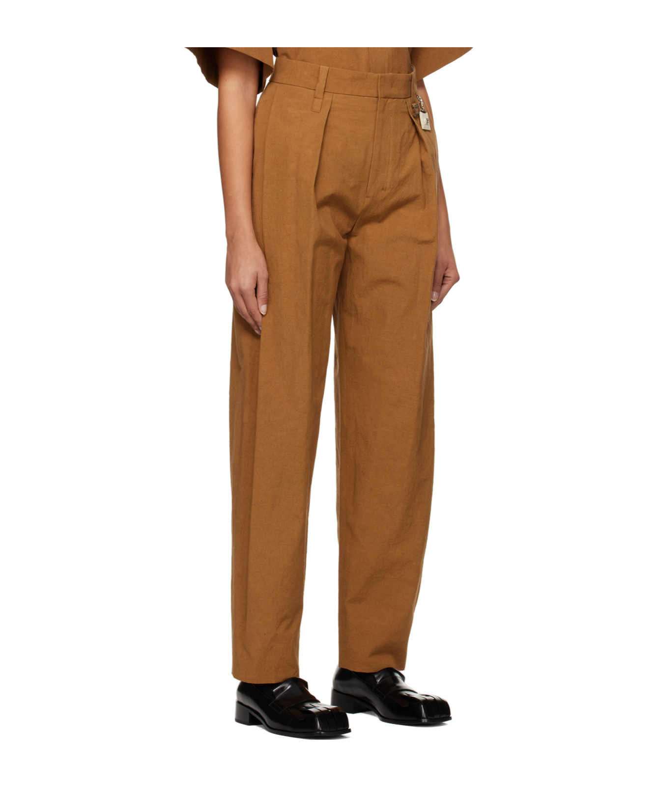 Wooyoungmi Tan Pleated Trousers In Brown