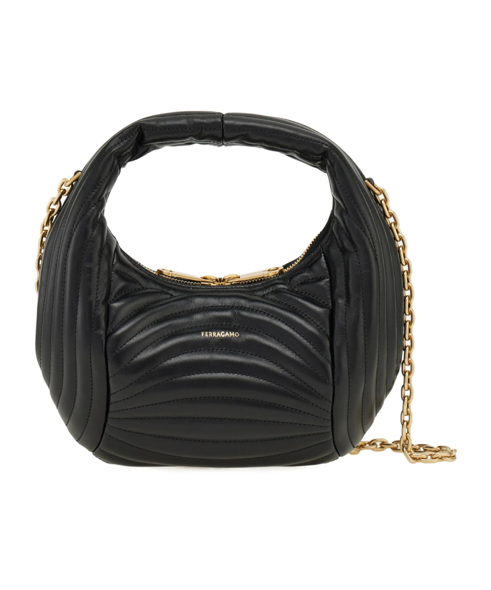 Shop Ferragamo Quilted Wandering Small Shoulder Bag In Black