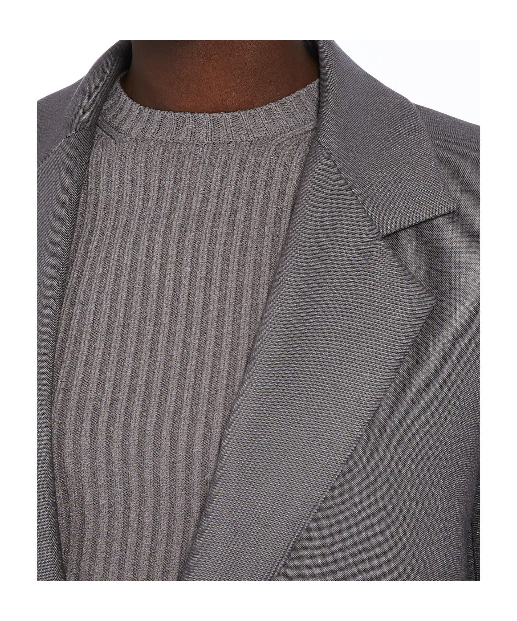 Max Mara Long-sleeved Suit Coat In Gray