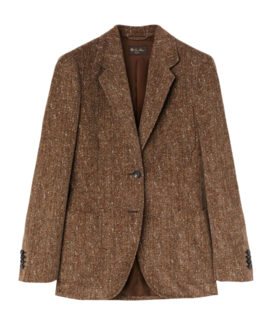 Loro Piana Eleanor Paillette Tweed Corduroy Single-breasted Jacket In Brown