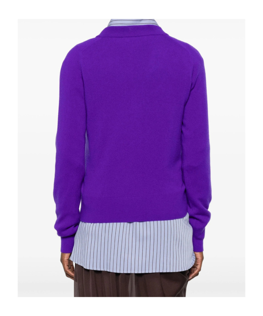 Dries Van Noten Cashmere Sweater Featuring Brooch Embellishment In Purple