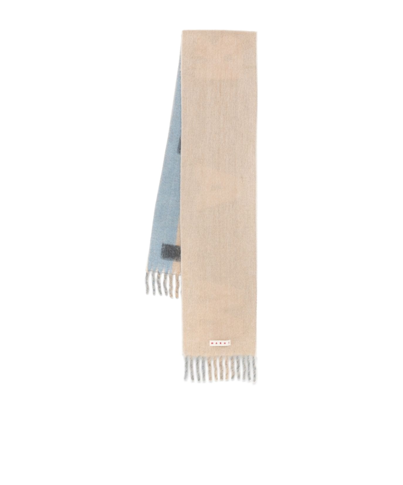 Marni Logo Striped Scarf In Nude