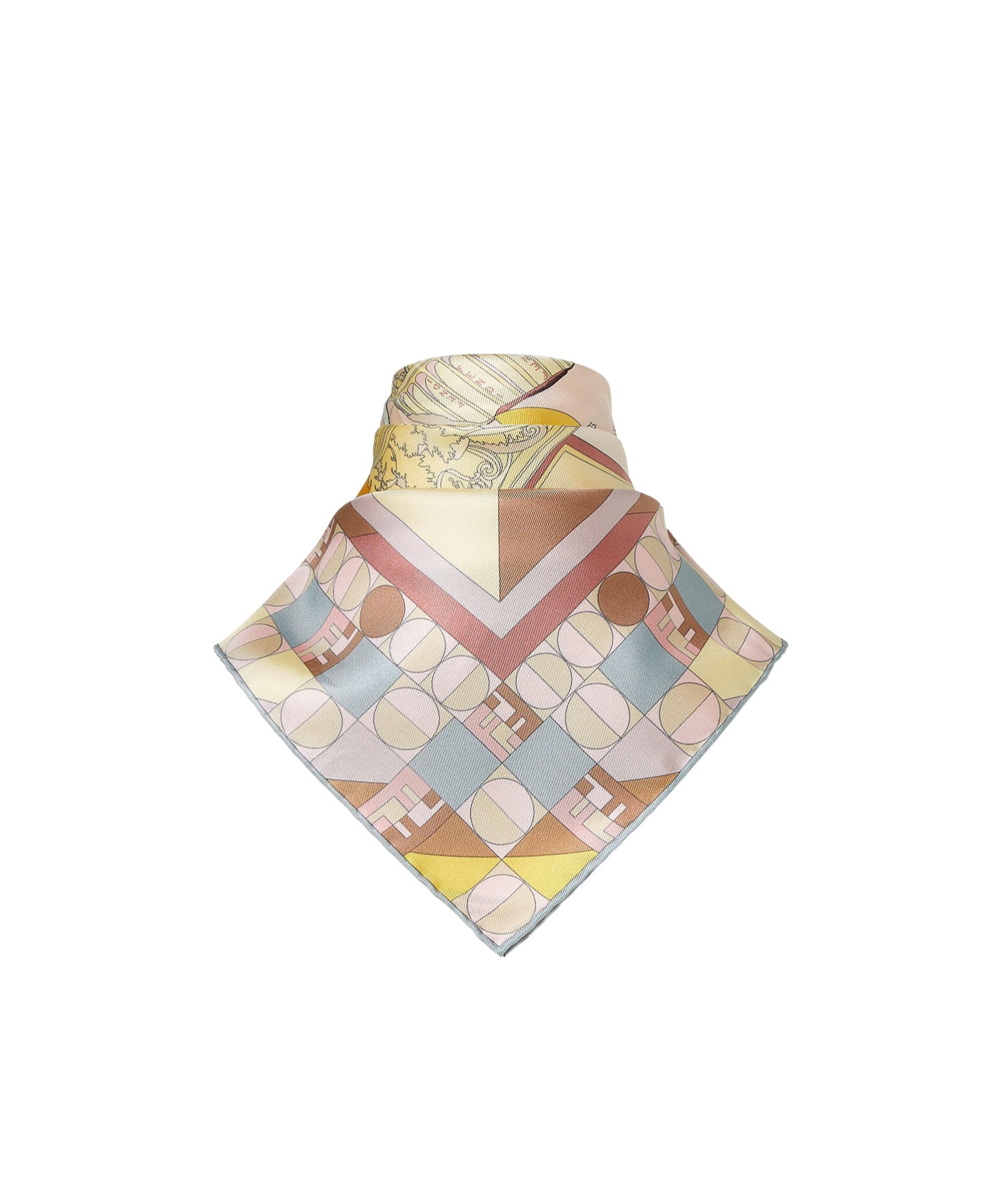 Fendi Moonlight Echoes Geometric-print Silk Scarf In Gold