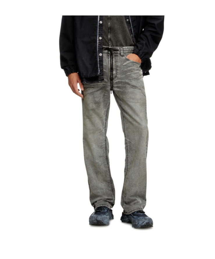 Diesel Faded Straight-leg Jeans In Gray
