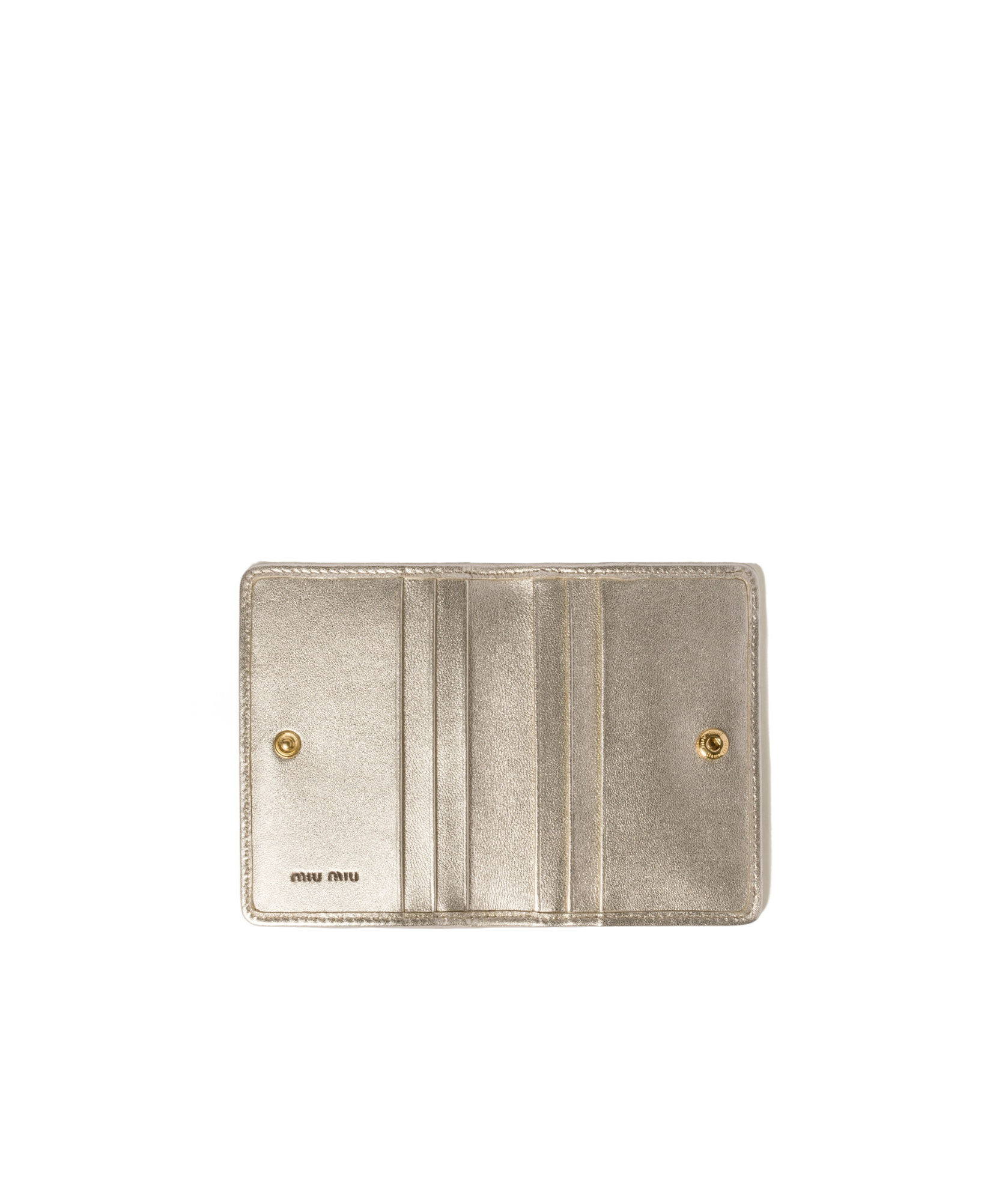 Miu Miu Matelassé Nappa Leather Card Holder In Nude