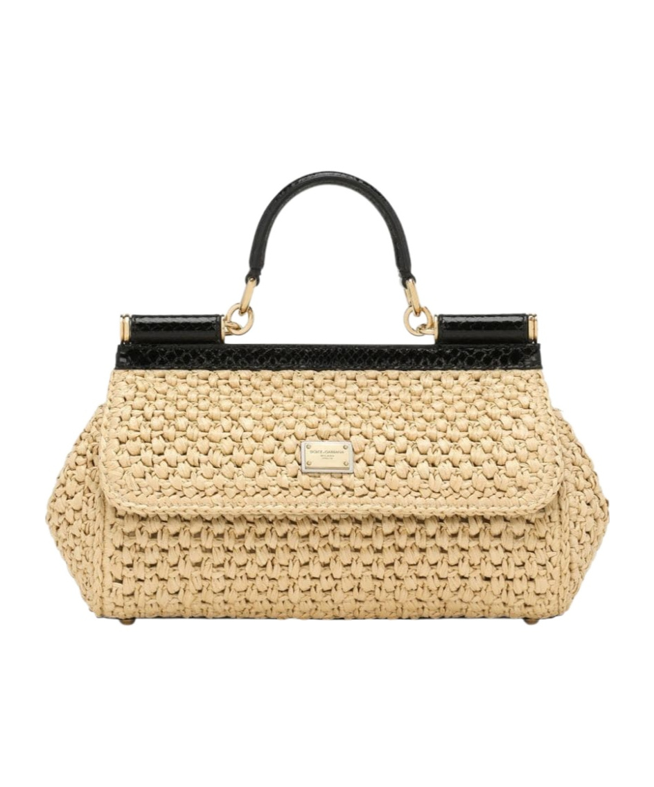 Dolce & Gabbana Elongated Sicily Interwoven Tote Bag In Nude