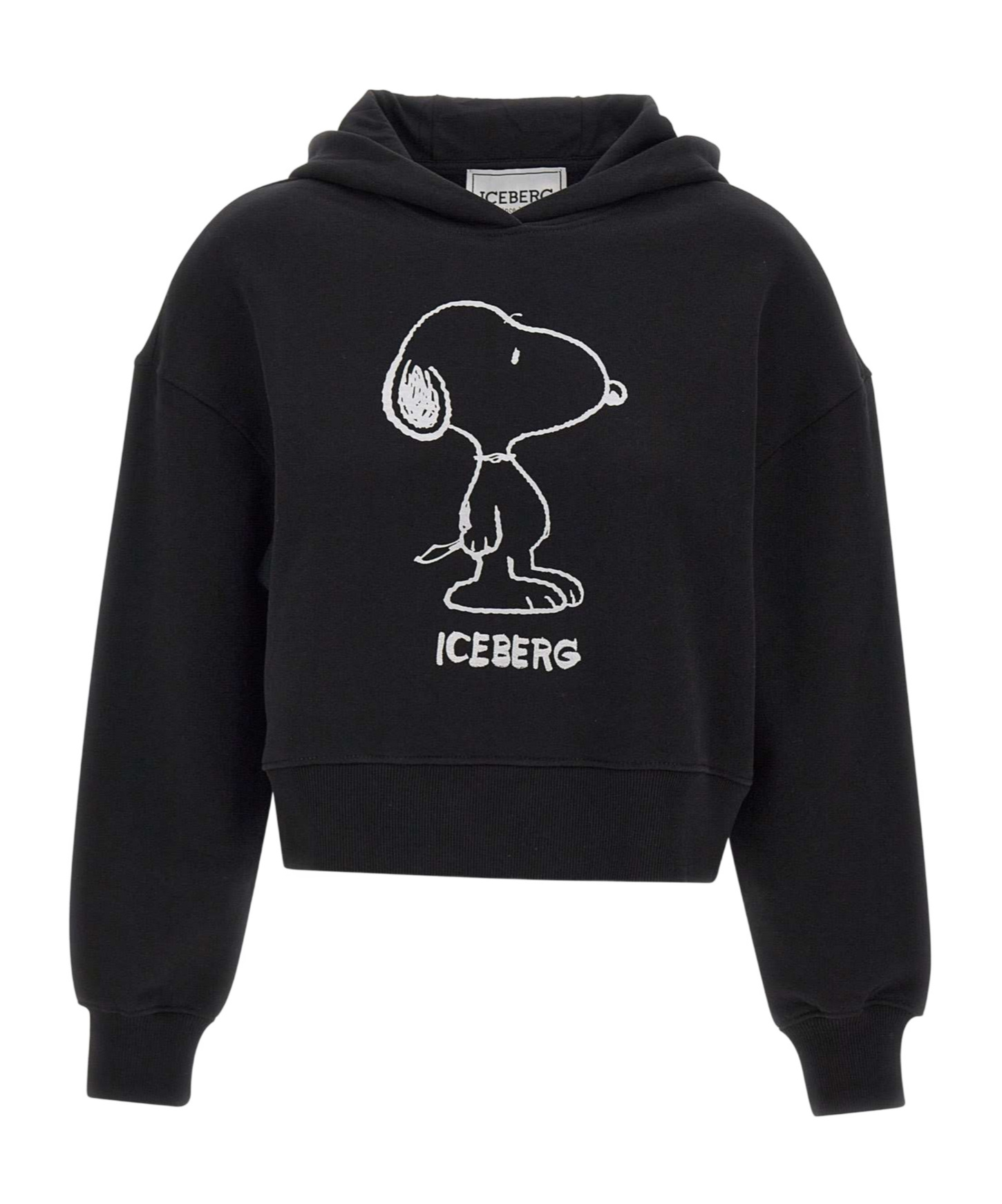Iceberg Logo Printed Long Sleeved Hoodie In Black