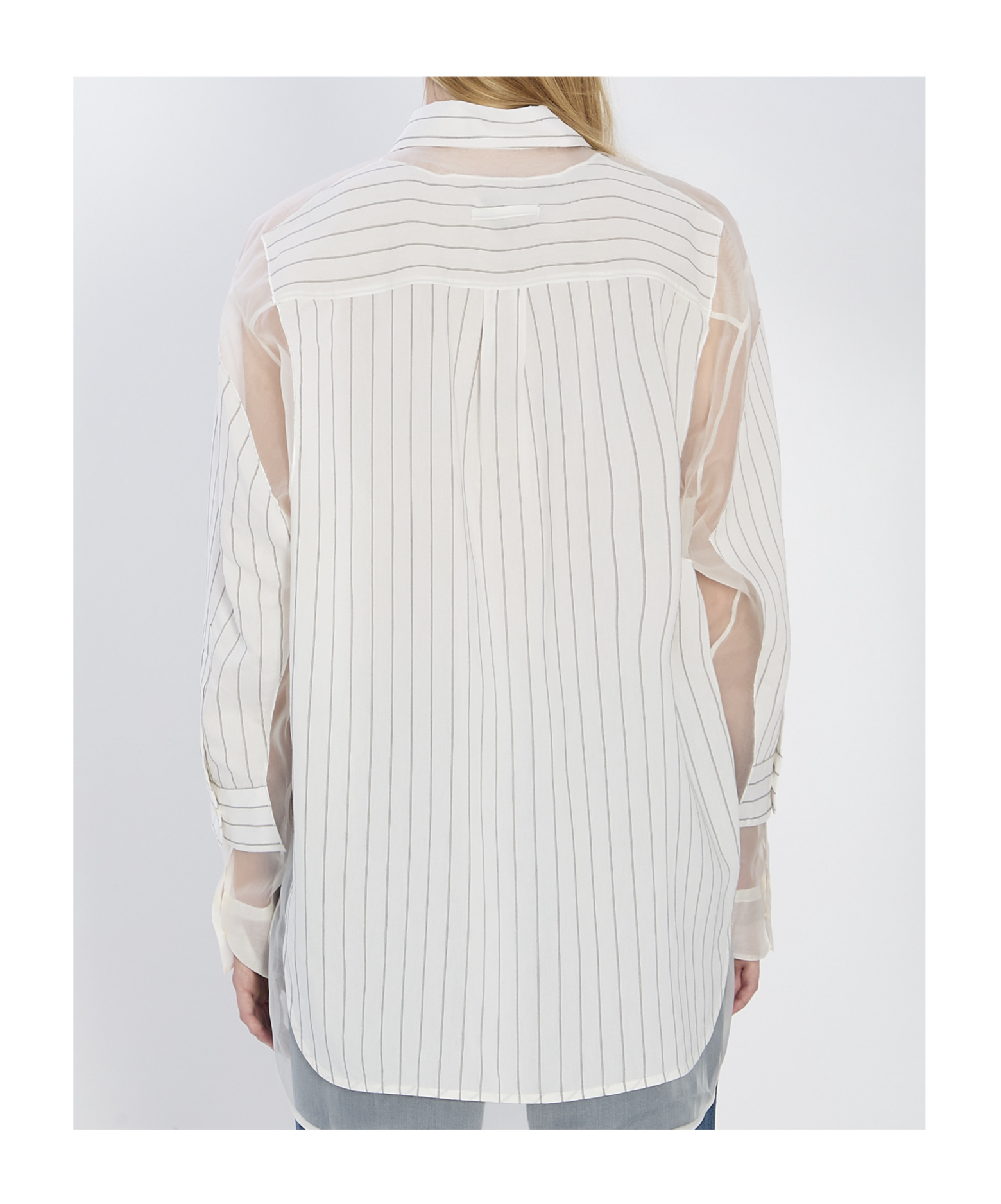 Jean Paul Gaultier Striped Oversized Shirt Featuring Silk Inserts In White