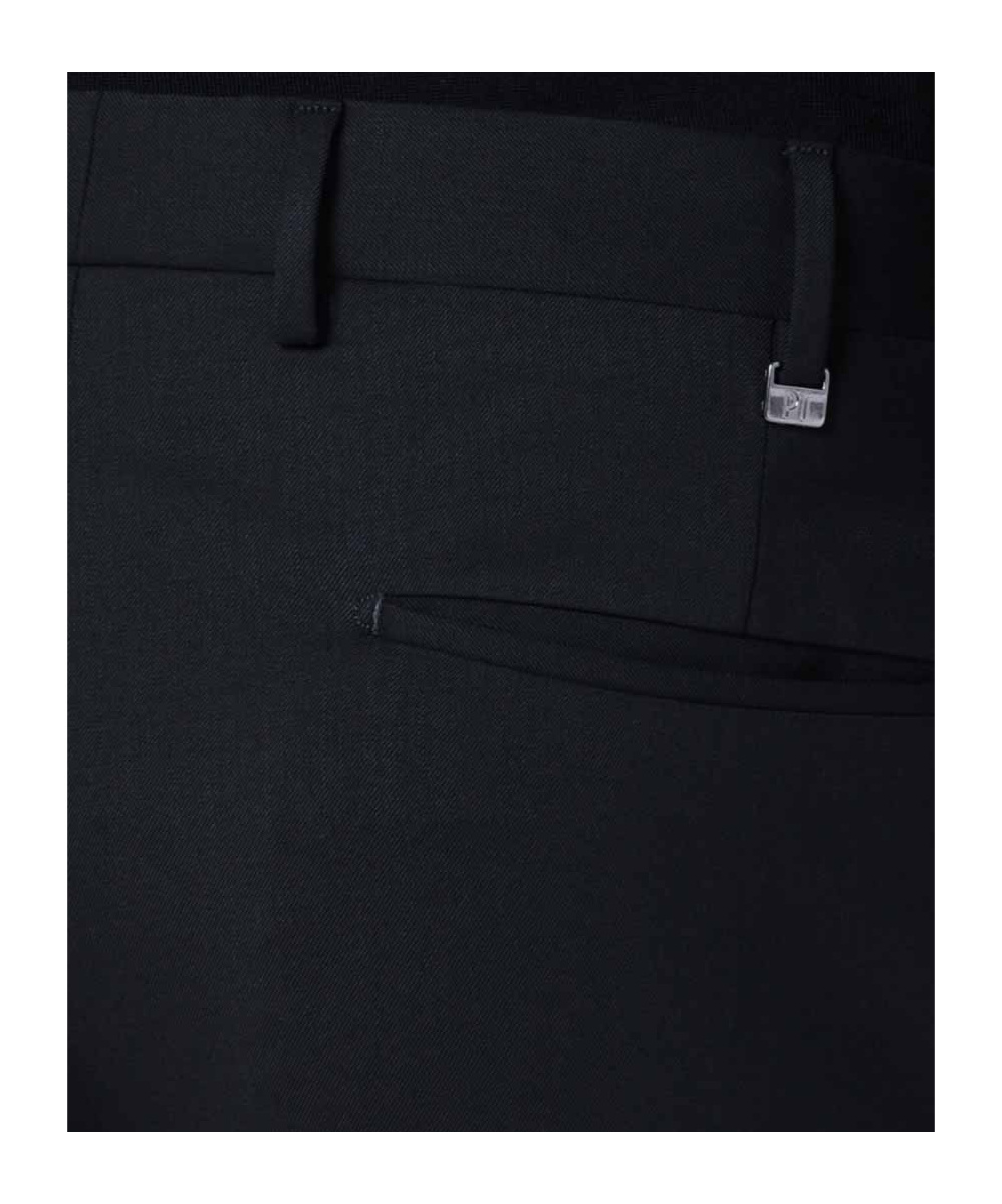 Pt Torino Black Stretch Wool Pant In Black