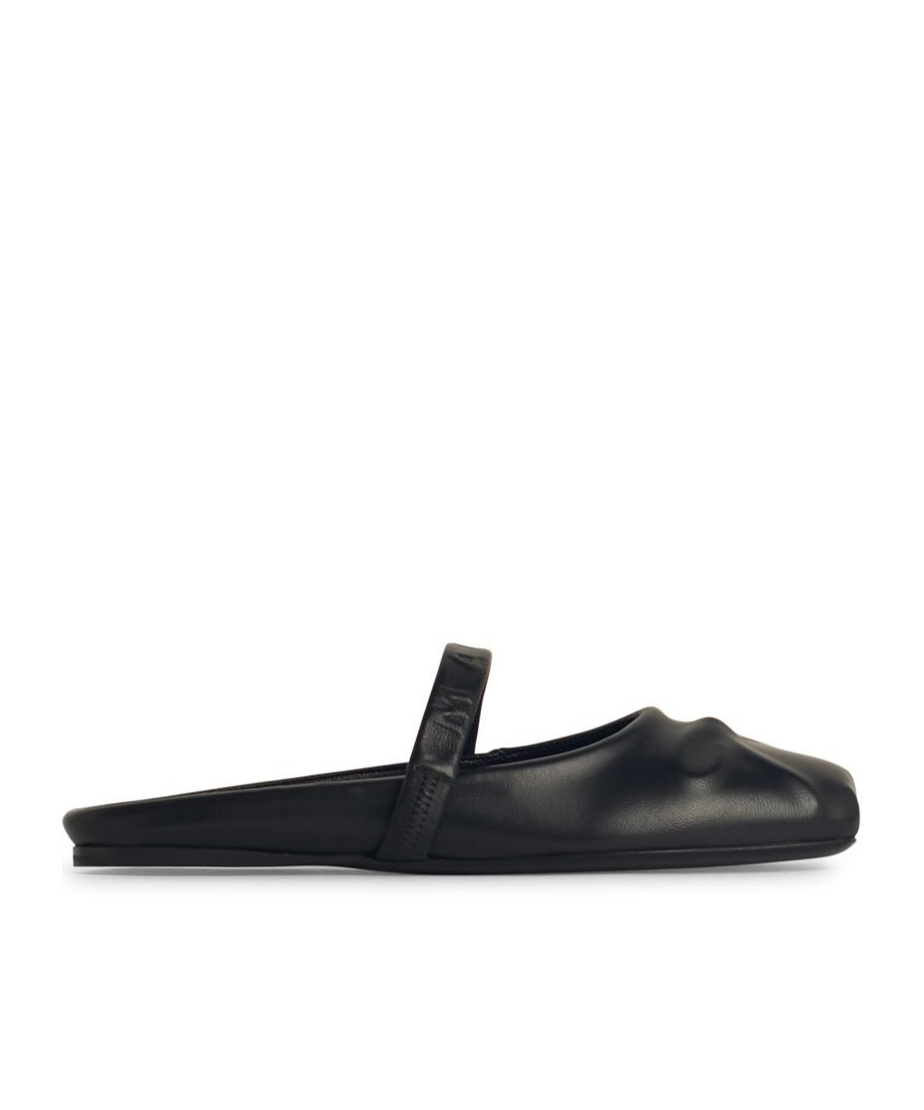 Marni Little Bow Nappa Leather Flat Mules In Black