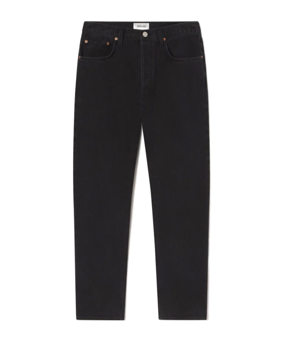 Agolde Regenerated Denim Straight Leg Trousers In Black
