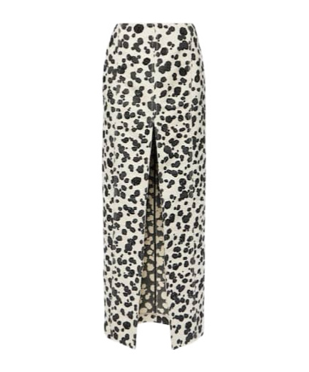 Area Dalmatian Front-slit Denim Maxi Skirt In White