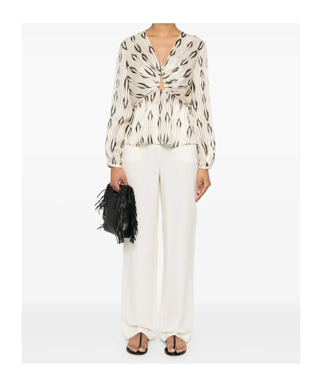 Patrizia Pepe Frayed Trousers In White