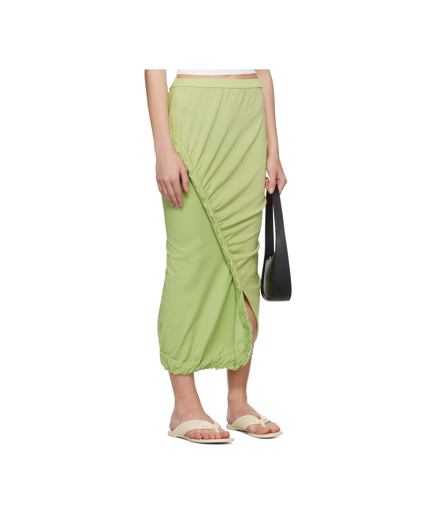 Issey Miyake Beanstalk Spiral Knit Skirt In Green