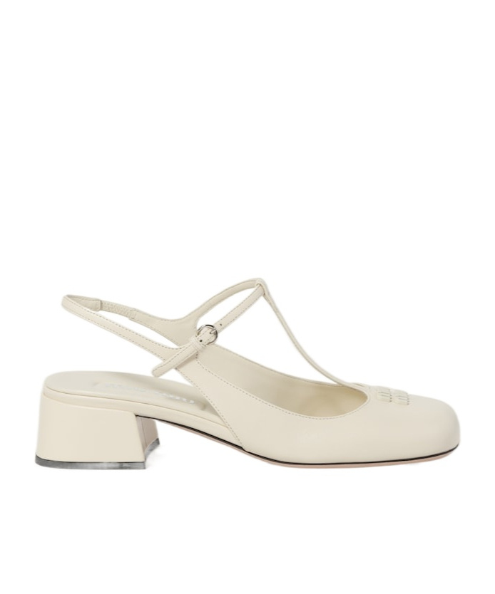 Miu Miu Round-headed High-heeled Sandals In White