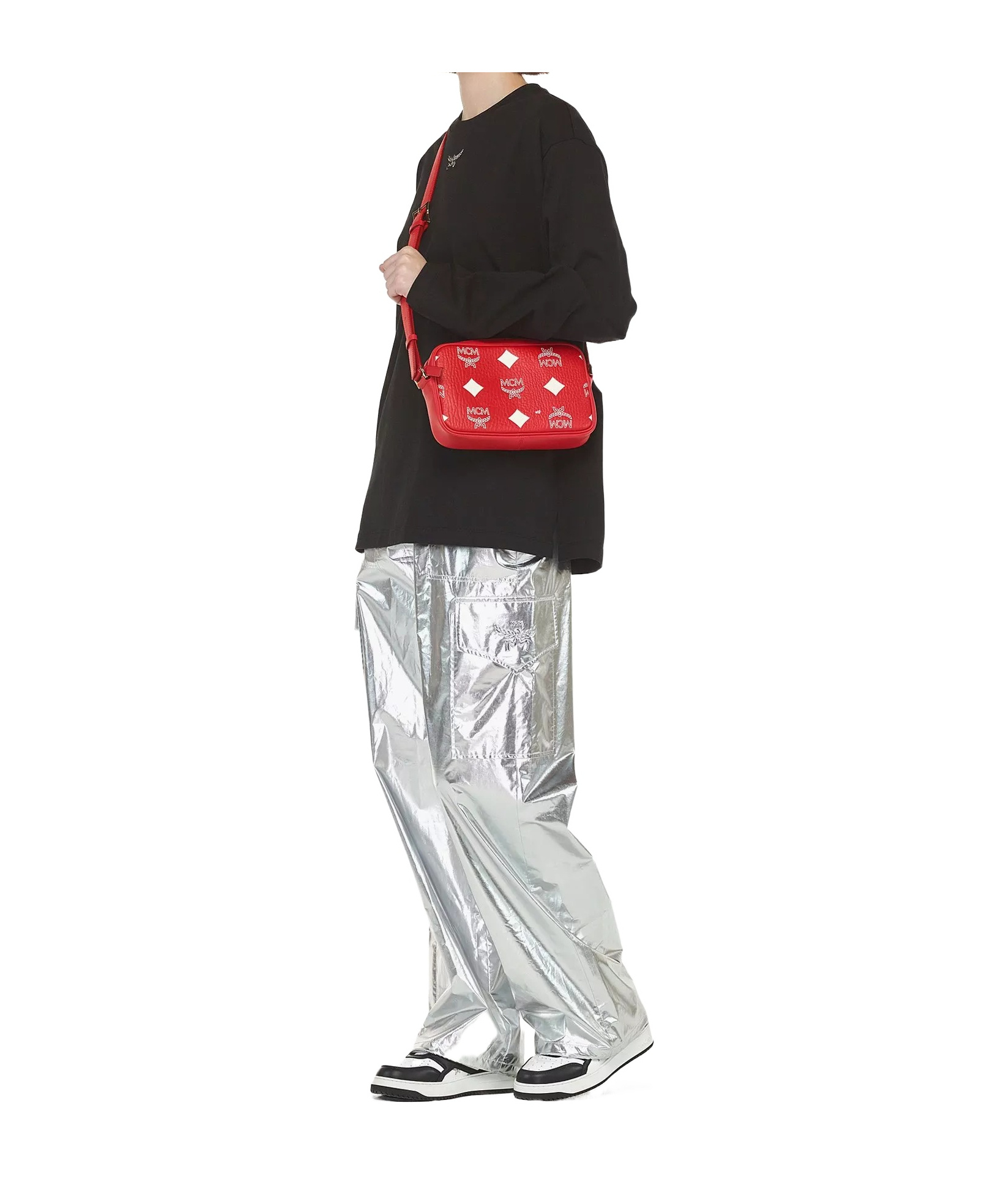 Mcm Aren Crossbody In Maxi Visetos In Red