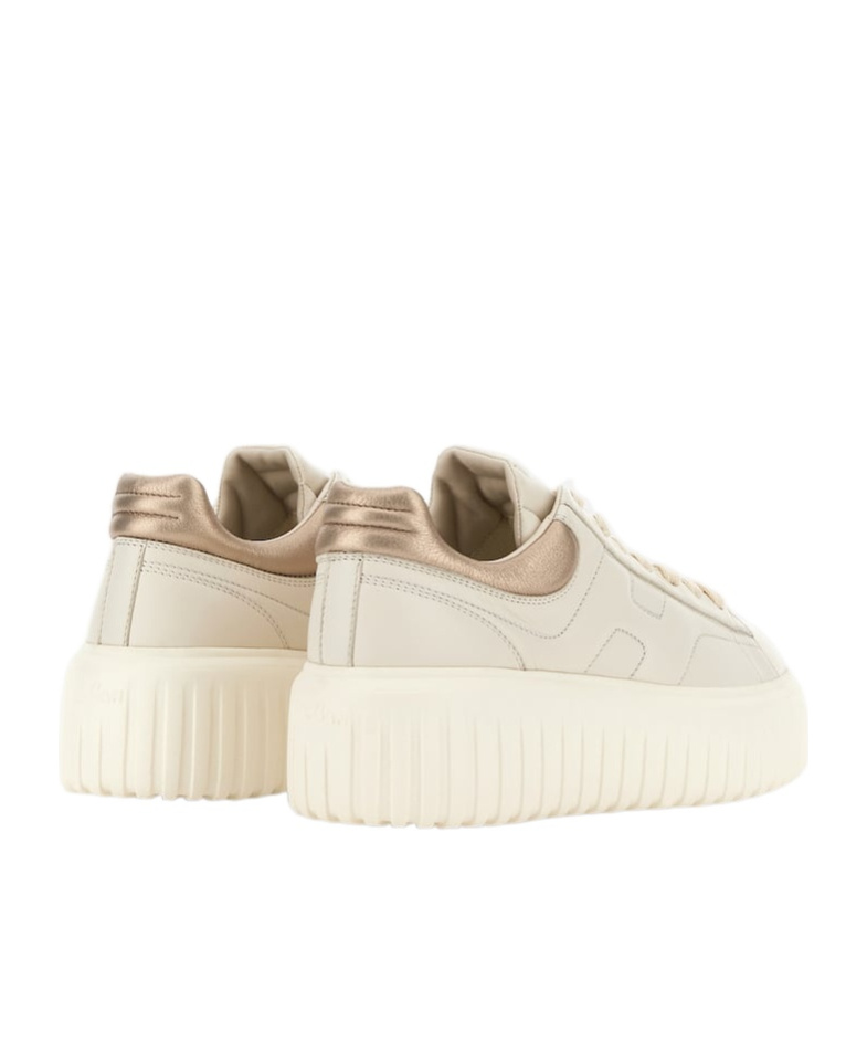 Hogan H-stripes Lace-up Leather Sneakers In White