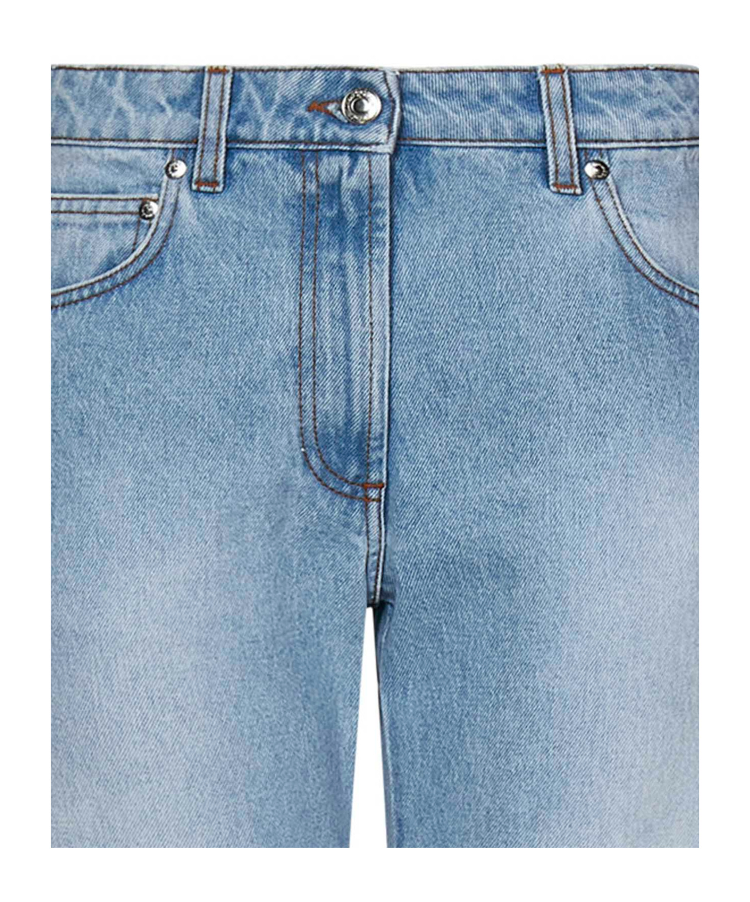 Msgm Straight Light Blue Cotton Denim Jeans In Light Blue
