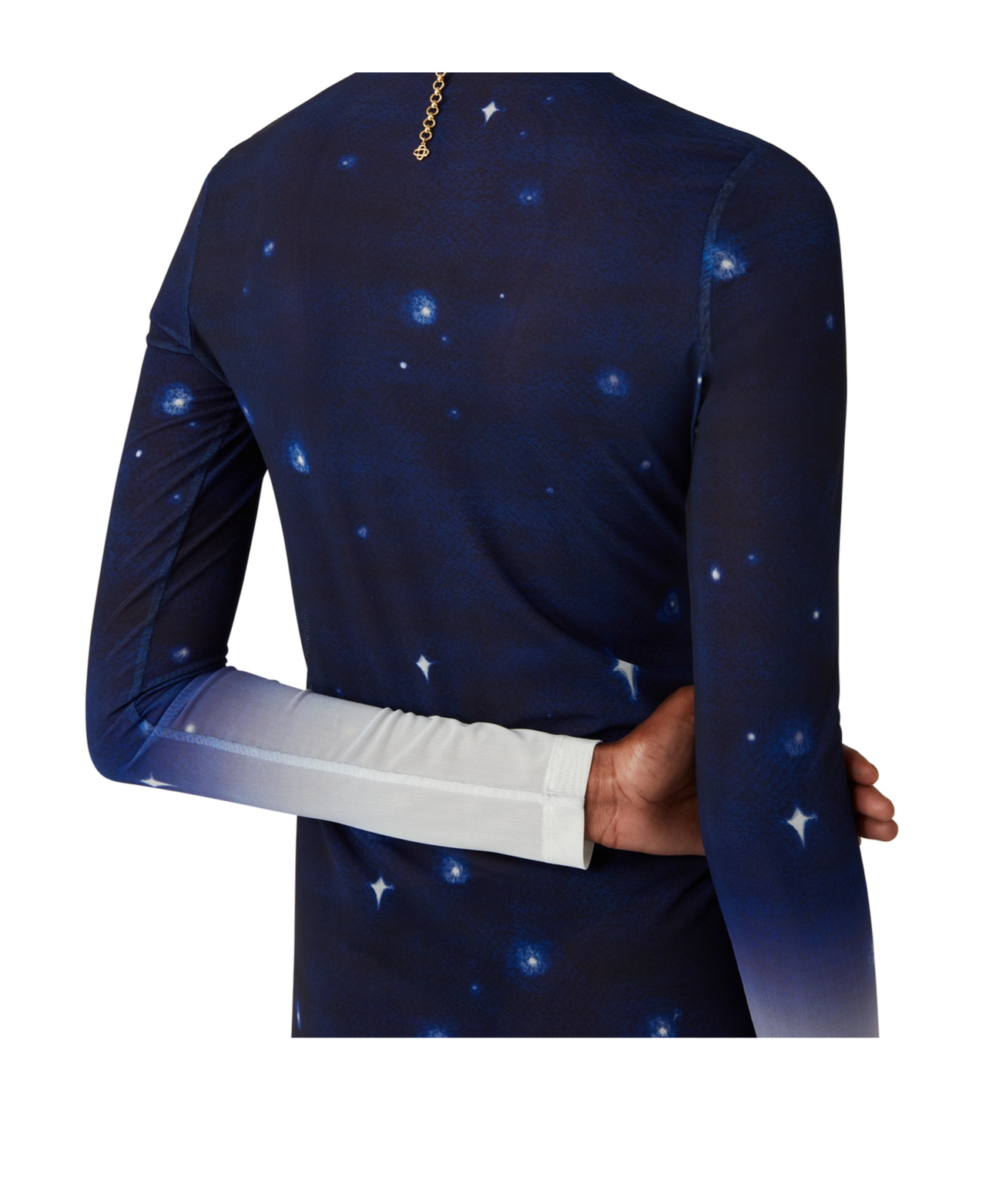 Casablanca Sheer Mesh Top Graphic Print In Blue