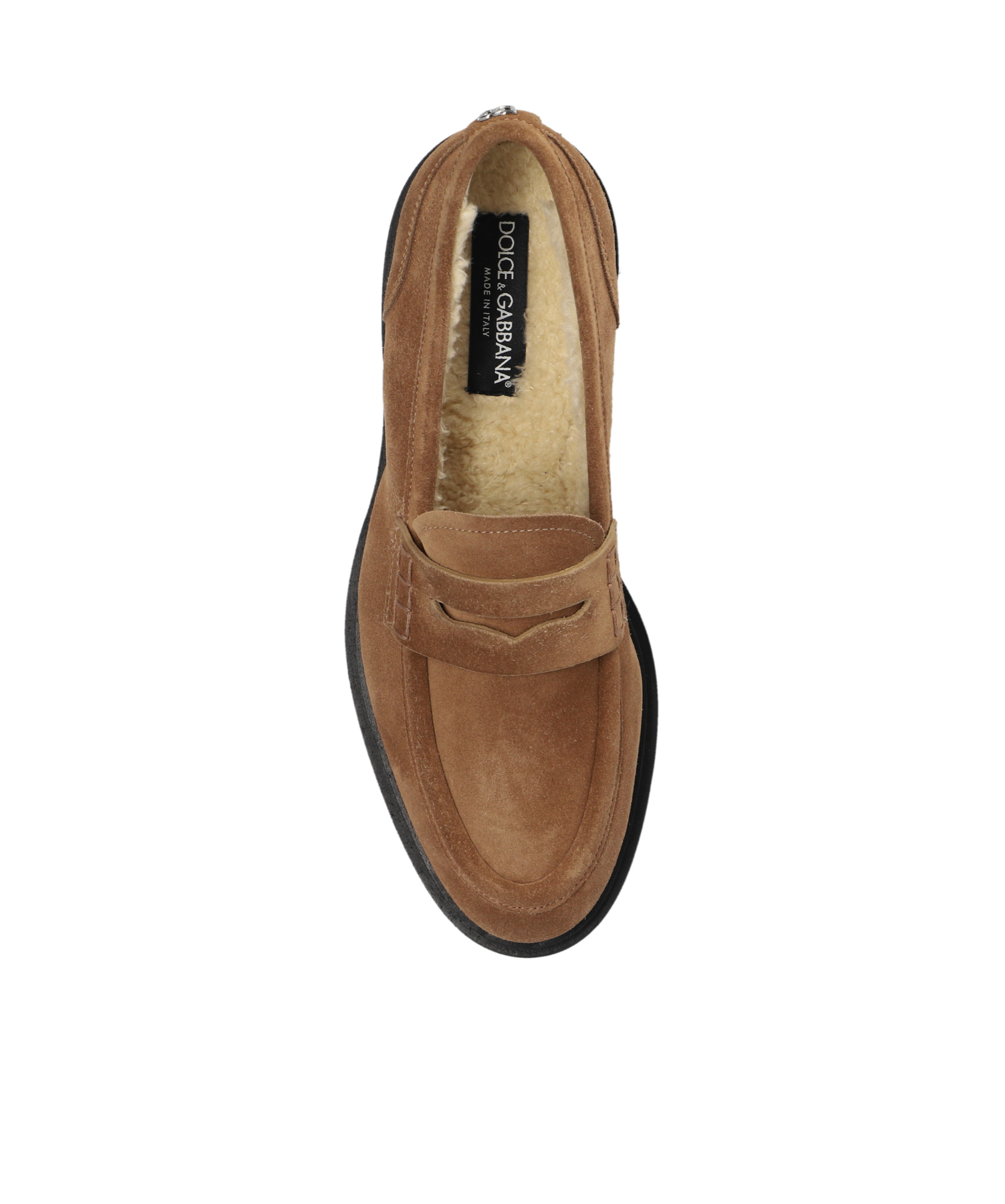 Dolce & Gabbana Dg Logo Suede Penny Loafers In Brown