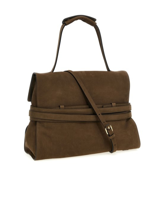 Moschino Single Top Handle Shoulder Bag In Brown
