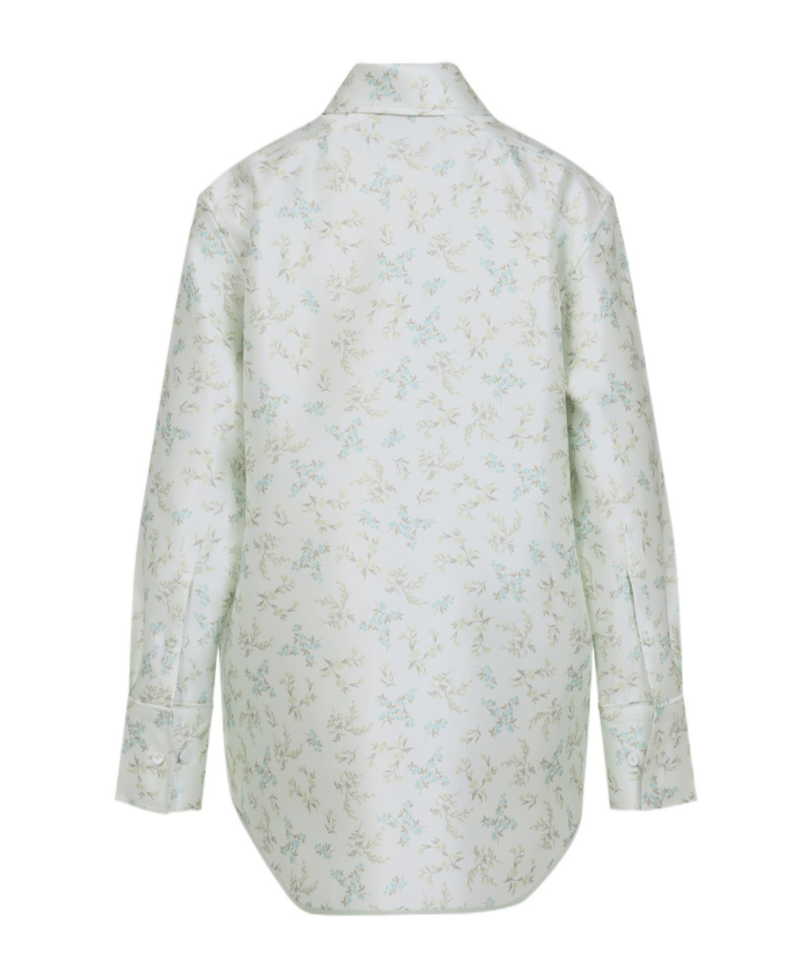 Jil Sander Floral Long Sleeve Shirt With Structured Collar In Green