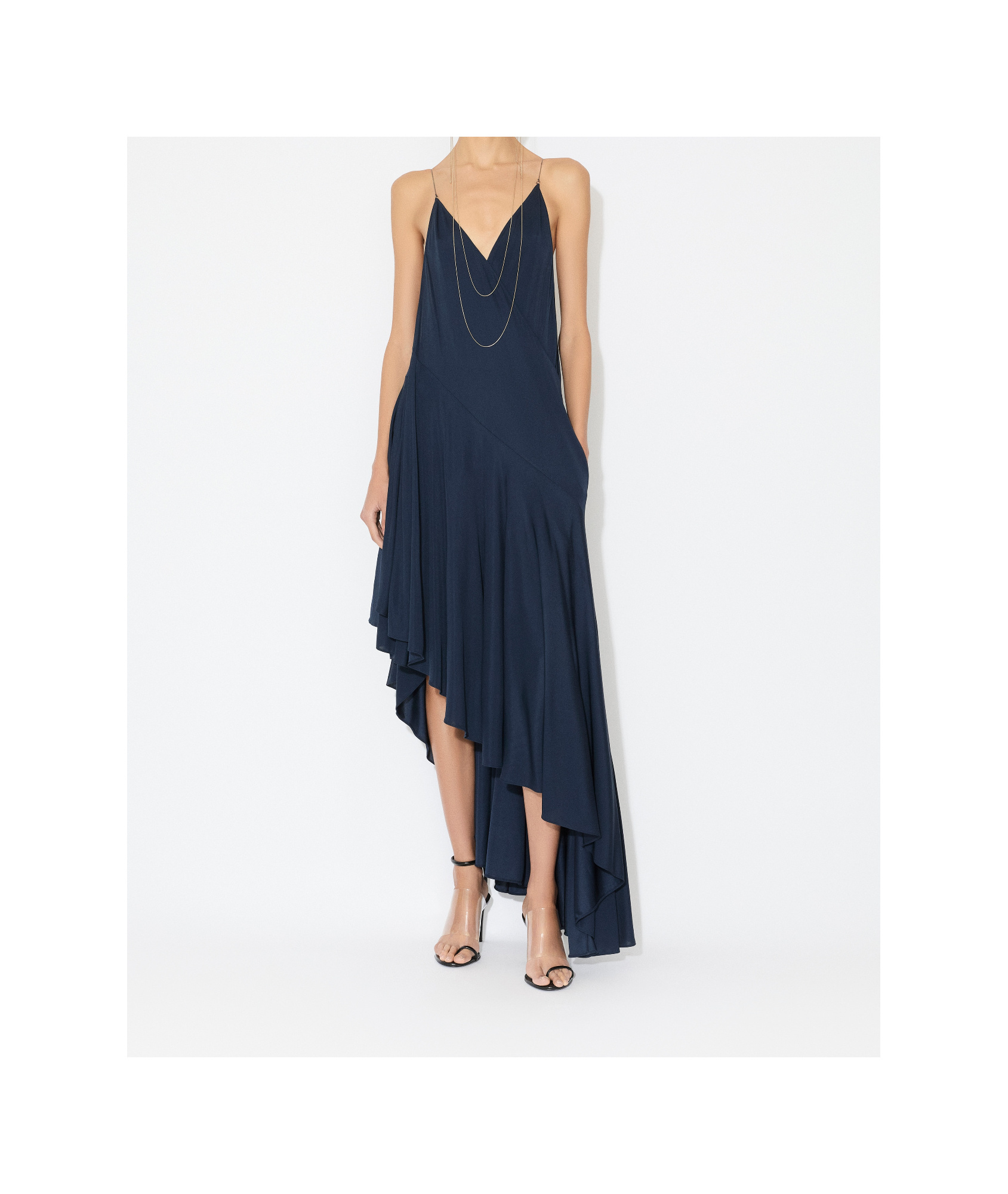 Alaïa Matte Jersey Asymmetrical Slip Dress In Black