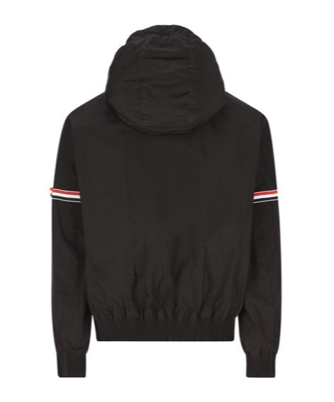 Thom Browne Short Jacket With Tricolor Inserts In Black