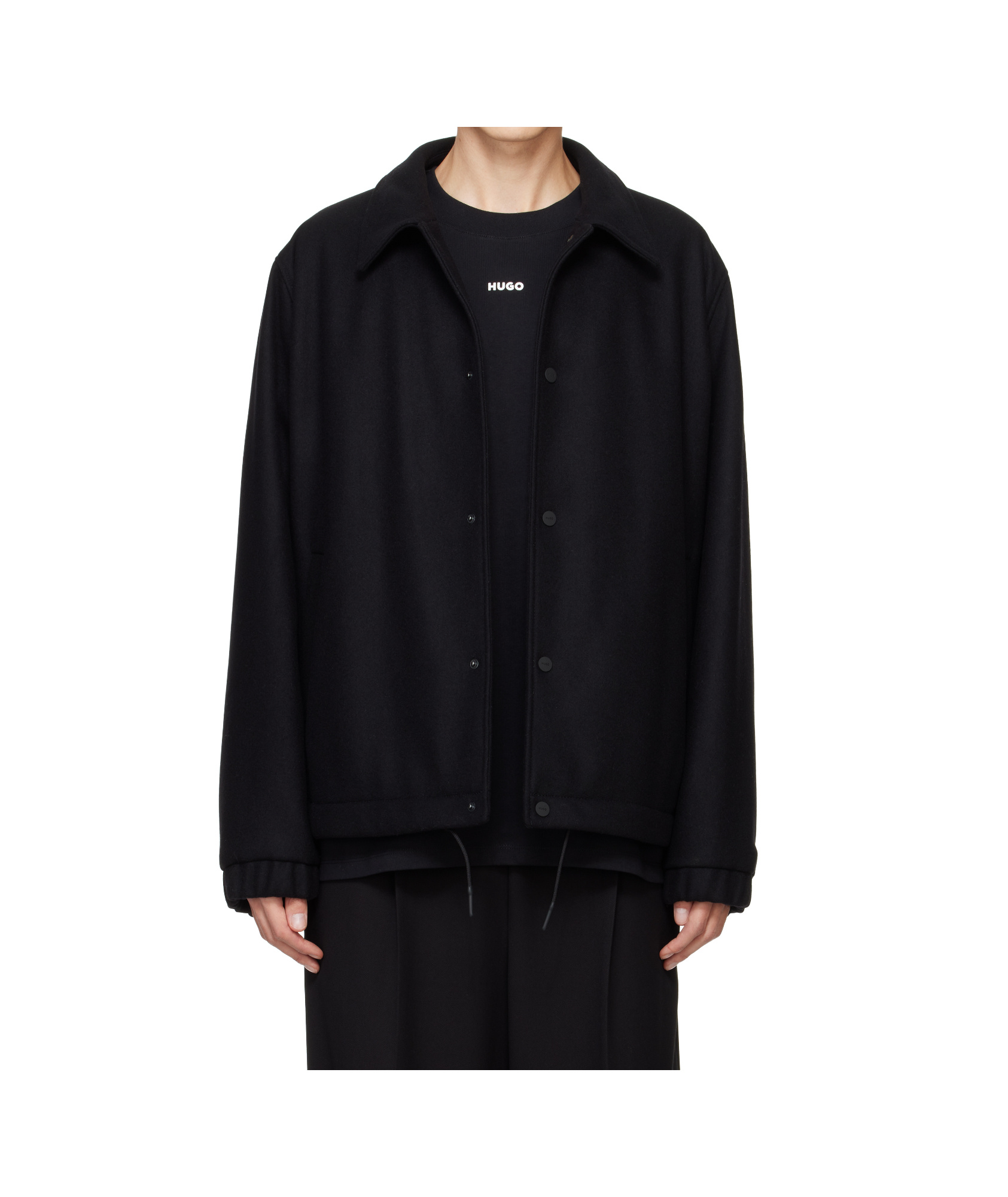 Hugo Boss Water-repellent Bomber Jacket With Rubberized Logo In Black
