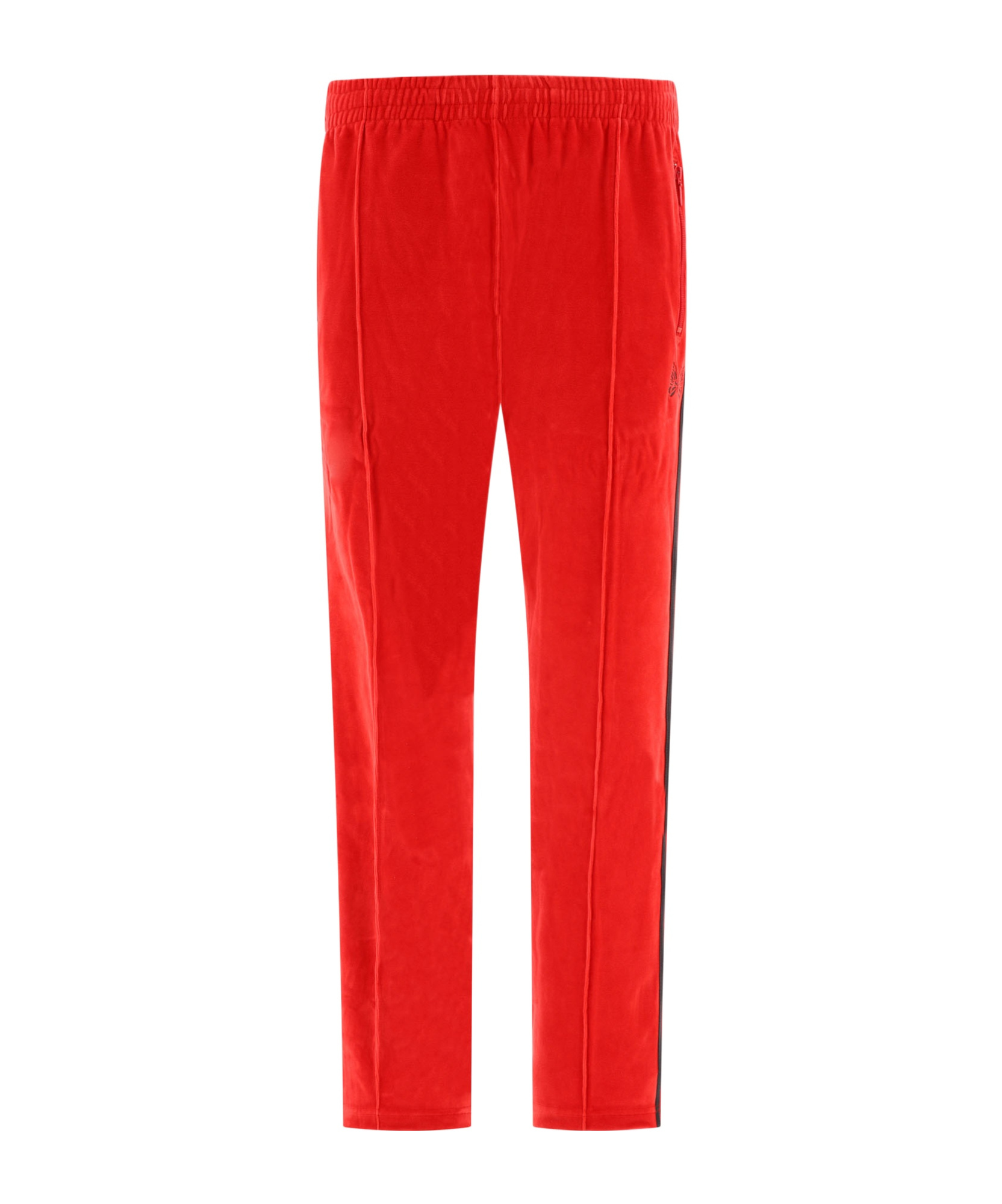 Needles Ribbed Texture Track Trousers With Side Stripes In Red