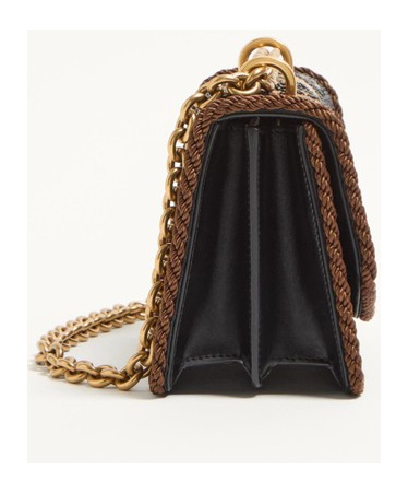 Valentino Vain Embroidered Foldover Top Shoulder Bag In Brown