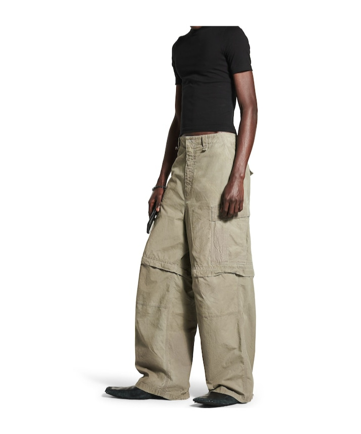 Balenciaga Men's Large Cargo Pants In Dark Beige