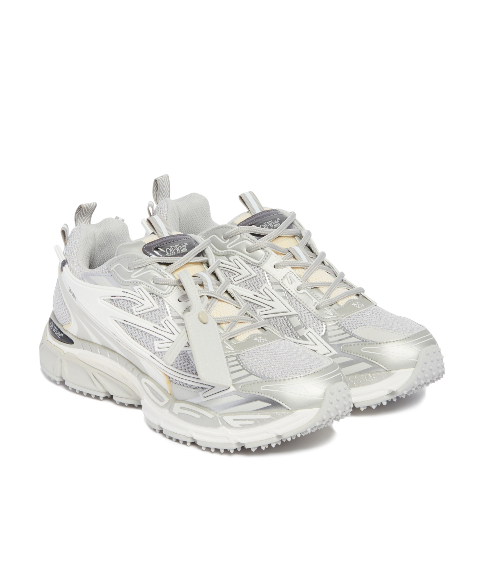 Off-white Ow Be Right Grey Low Top Sneakers With Zip-tie Detail In Mesh And Leather Man In Gray