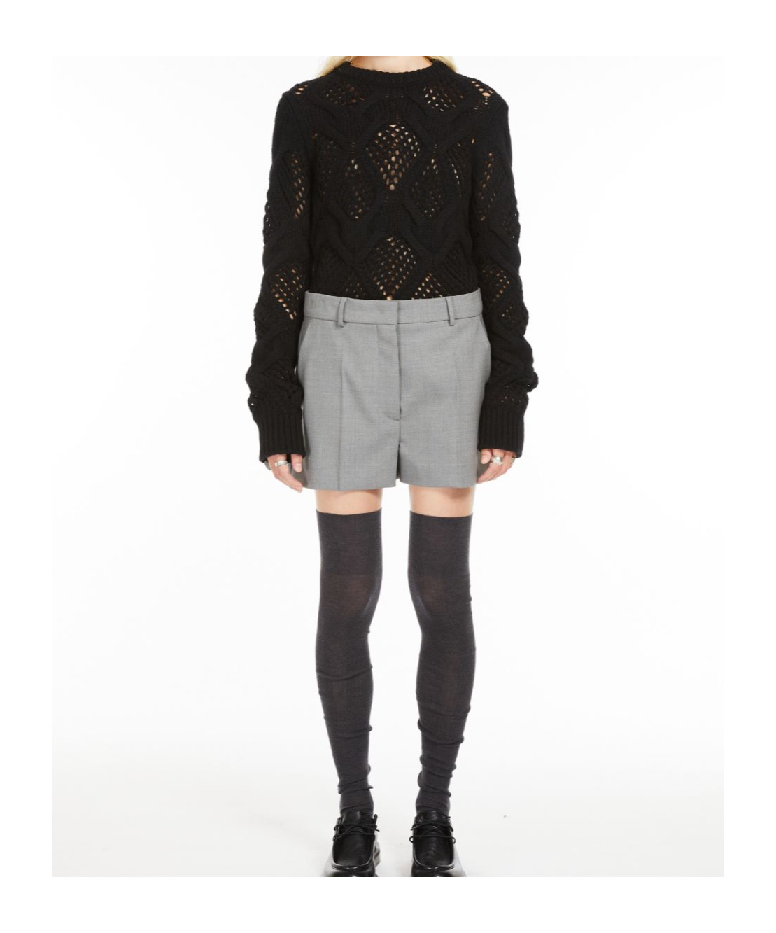 Sportmax Diamond Knitted Wool Round-neck Sweater In Black