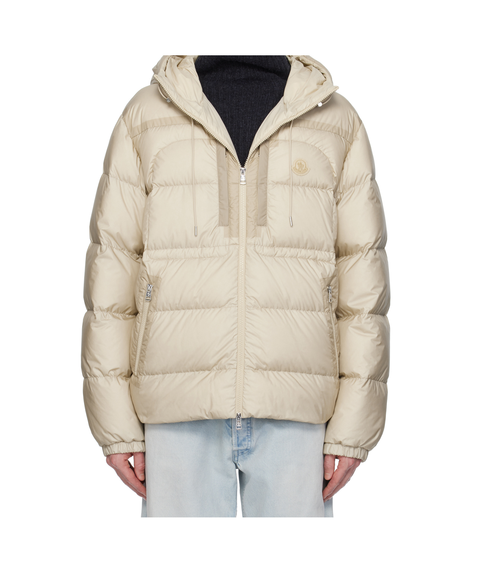 Moncler Long-sleeved Down Jacket In Nude