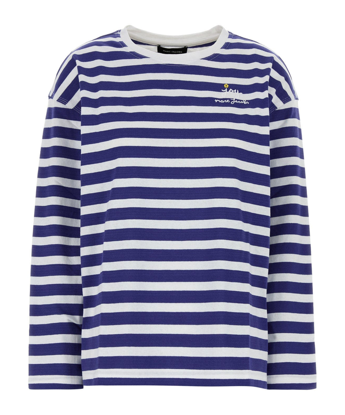 Marc Jacobs Embroidered Cotton Oversize T-shirt In Blue