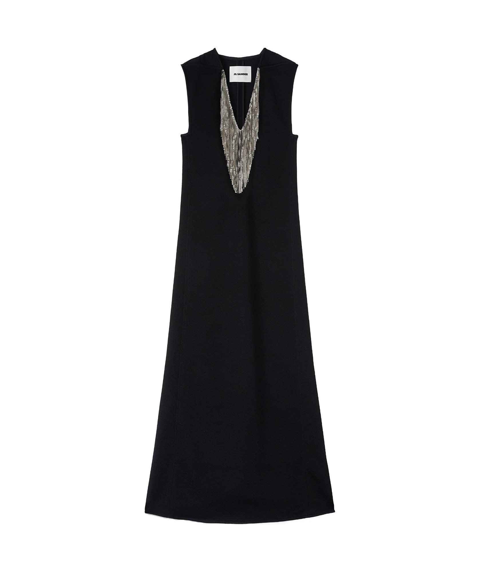 Jil Sander Fringed-mesh Maxi Dress In Black